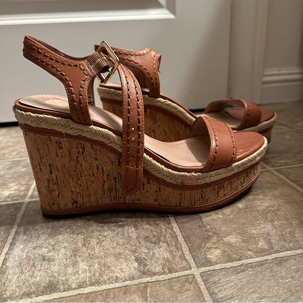 Vince Camuto Brown Leather Casual Heeled Wedge Sandals US 10/EU 40 - Picture 9 of 9